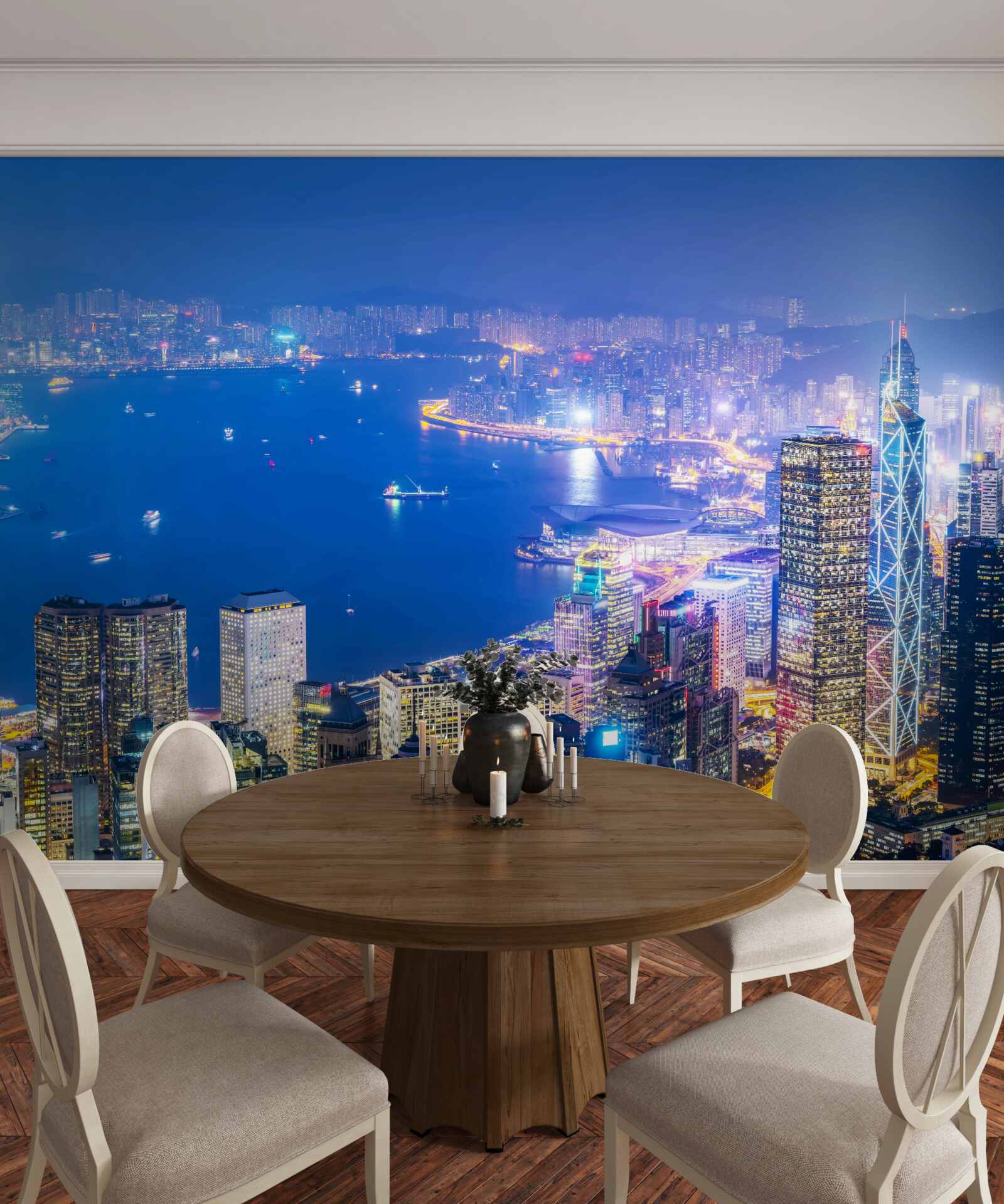 Fototapeta hipnotyzujący nocny krajobraz hongkongu