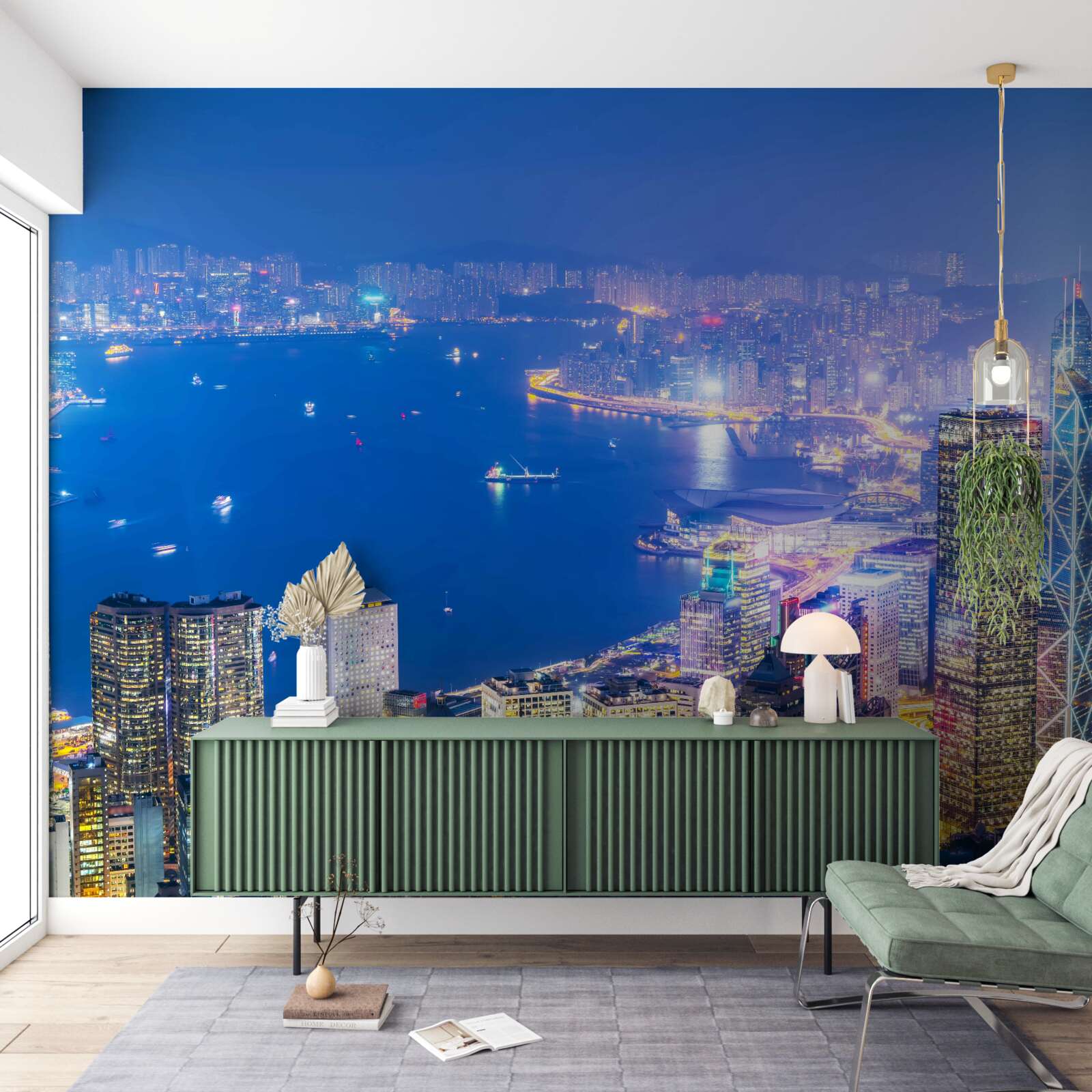 Fototapeta hipnotyzujący nocny krajobraz hongkongu