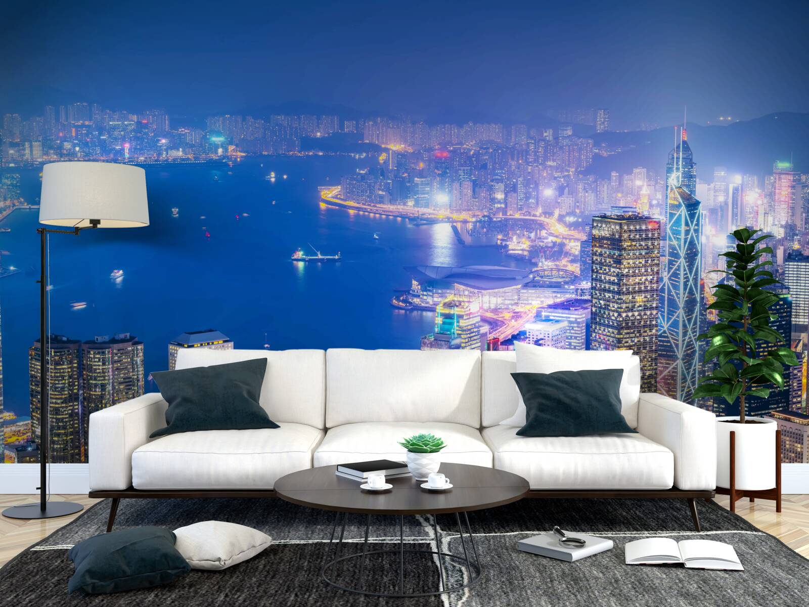 Fototapeta hipnotyzujący nocny krajobraz hongkongu