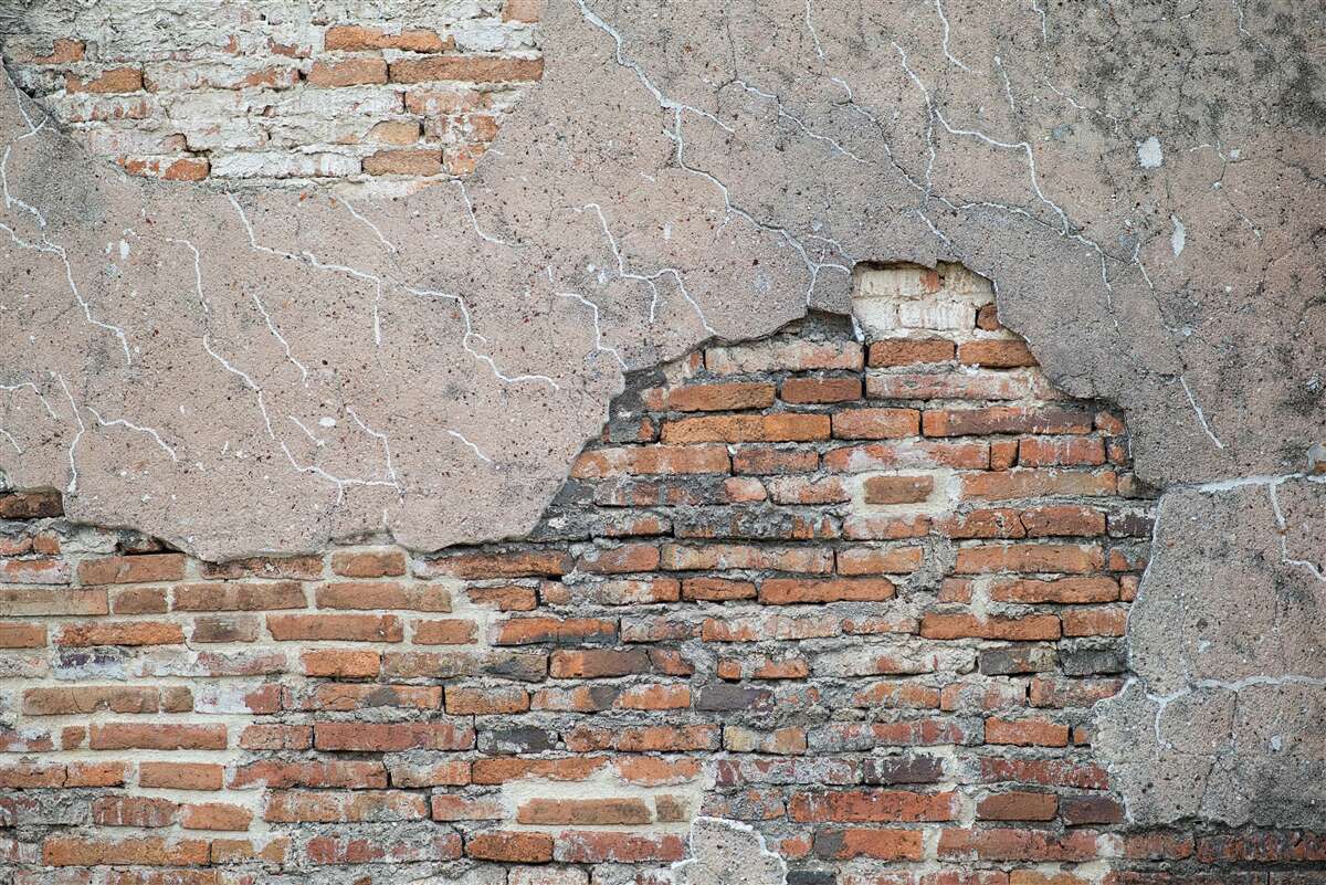 Fototapeta Ściana z cegieł, która się zawala