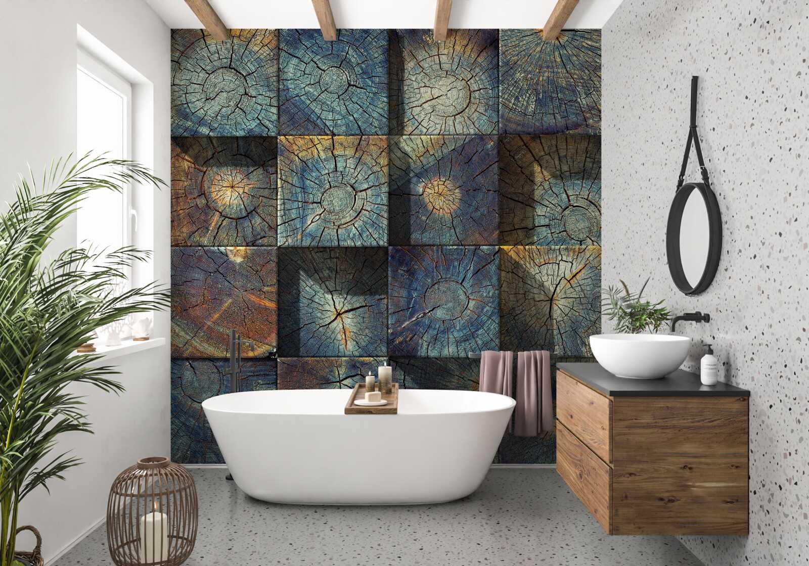 Fototapeta obiekt artystyczny wykonany z resztek drzew