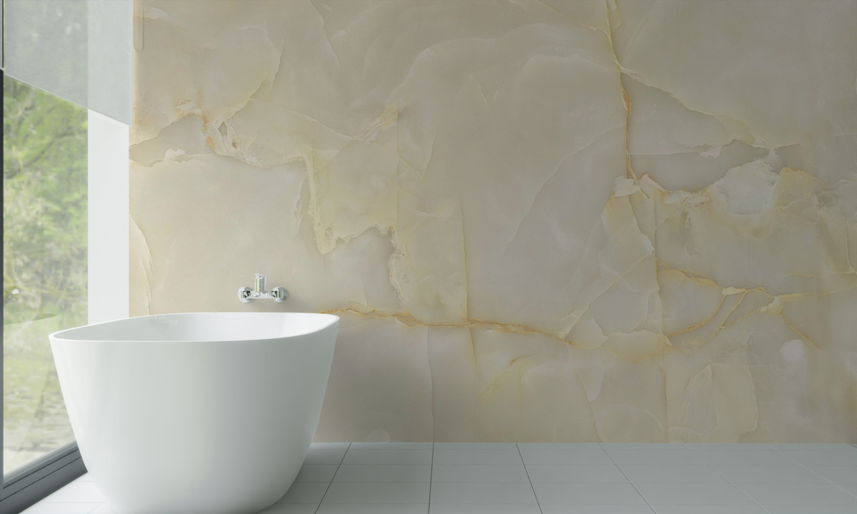 Fototapeta płytki porcelanowe z onyksu w kolorze beżowym