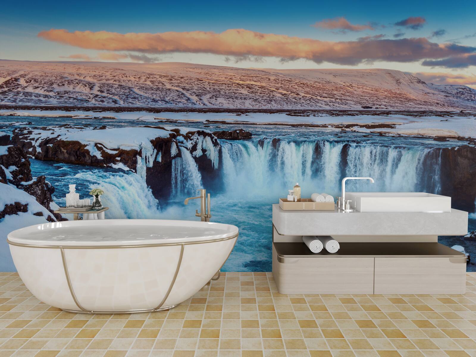 Fototapeta urzekający wodospad godafoss