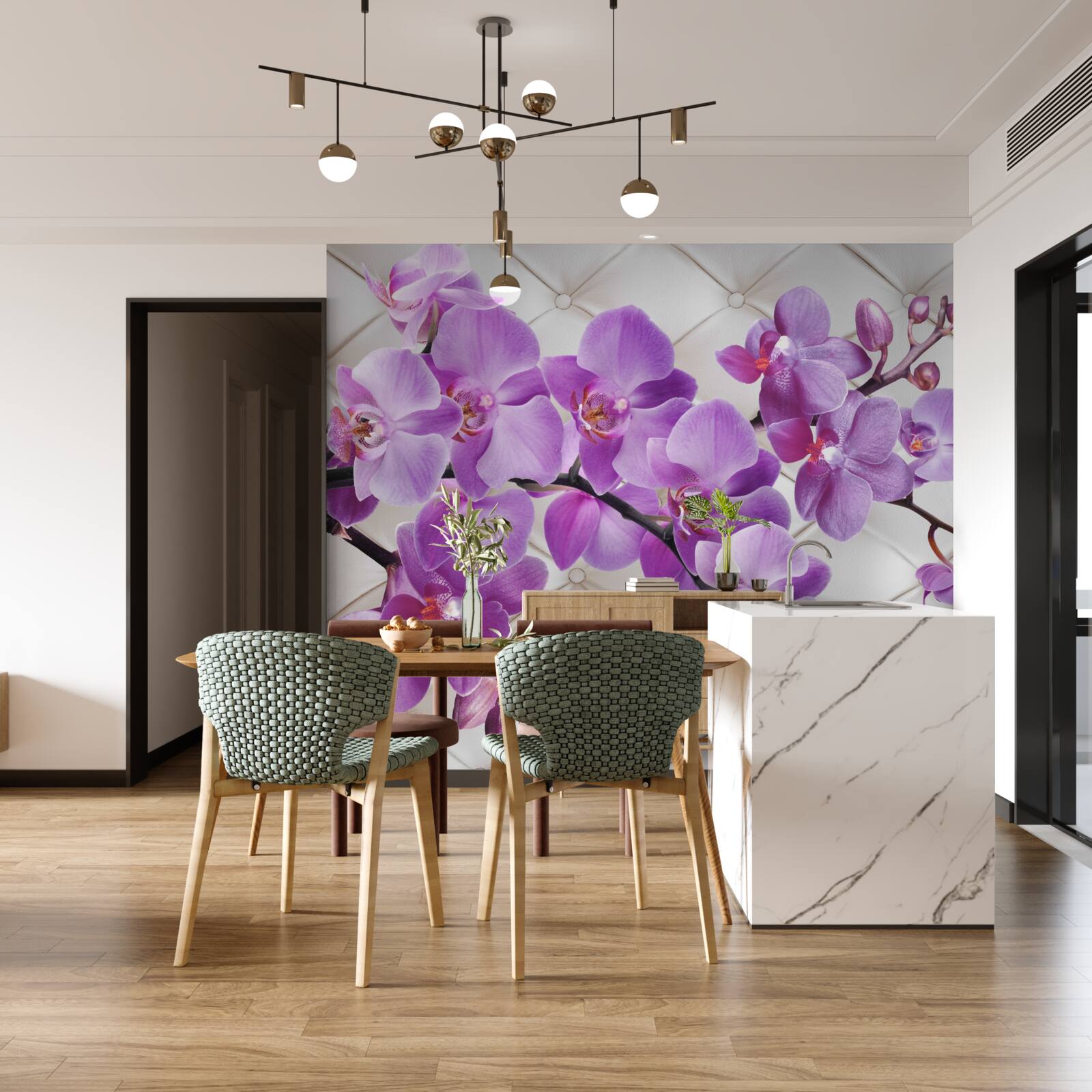 Fototapeta tekstura zawiera gałęzie liliowej orchidei