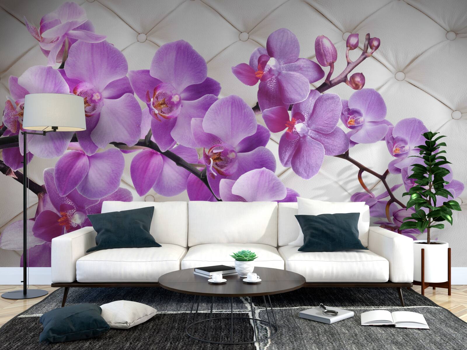 Fototapeta tekstura zawiera gałęzie liliowej orchidei