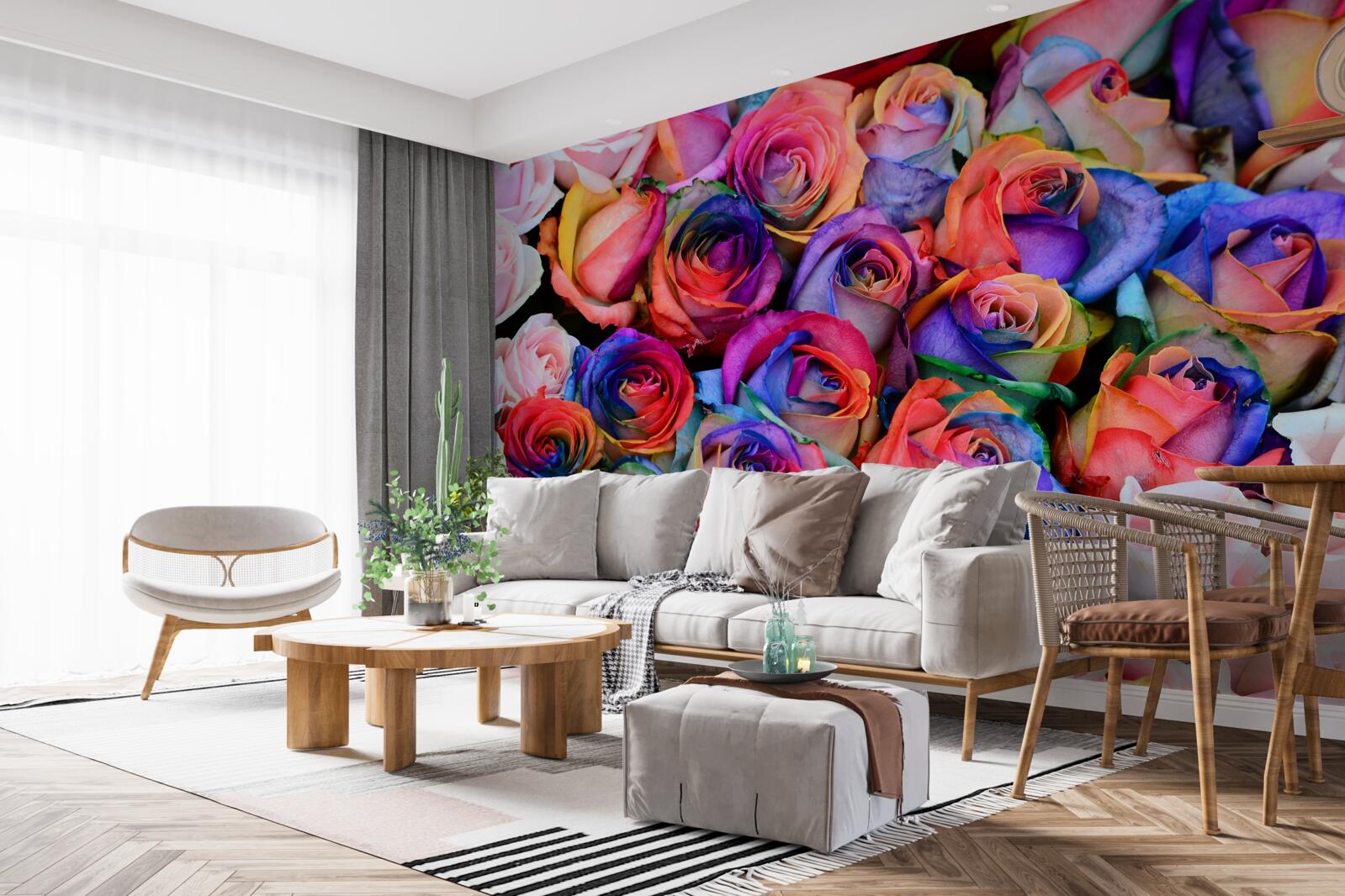 Fototapeta w tle różowe, różnorodne kolory w różach