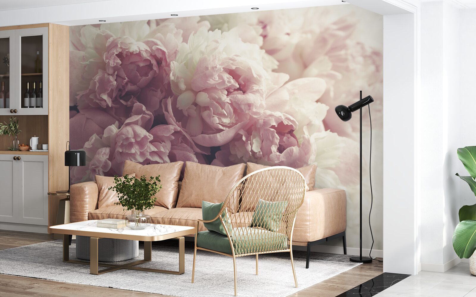 Fototapeta bukiet piwonii w pastelowych kolorach