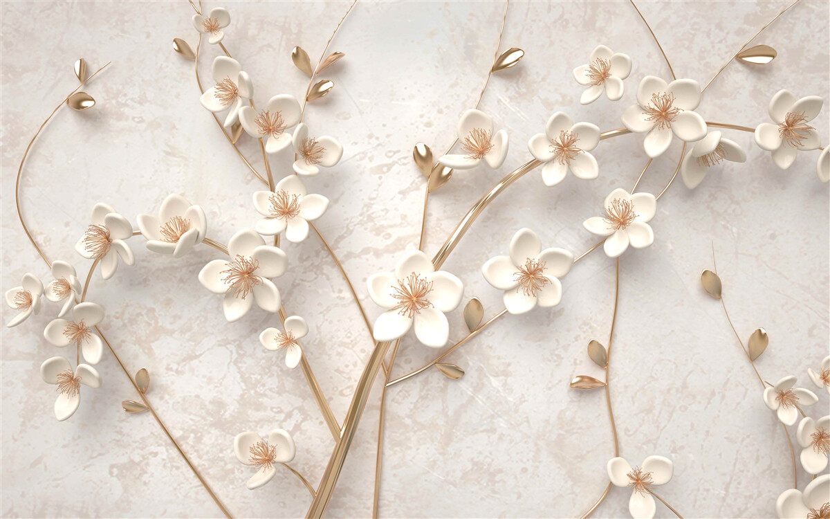 Fototapeta kilka gałęzi z białymi kwiatami magnolii