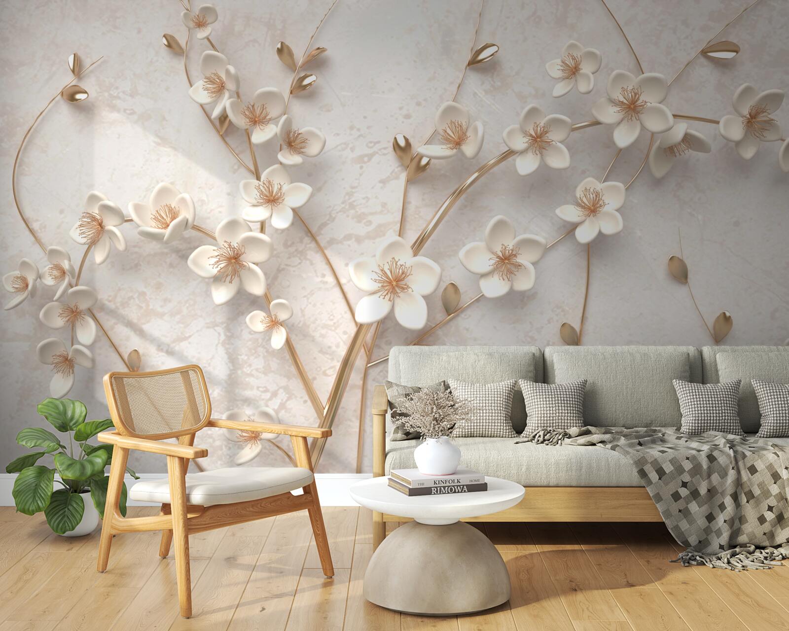 Fototapeta kilka gałęzi z białymi kwiatami magnolii