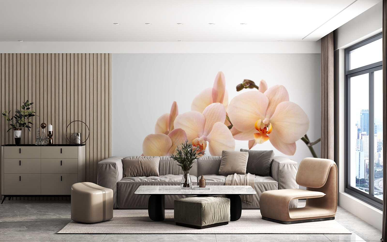 Fototapeta izolowana gałąź orchidei brzoskwiniowej