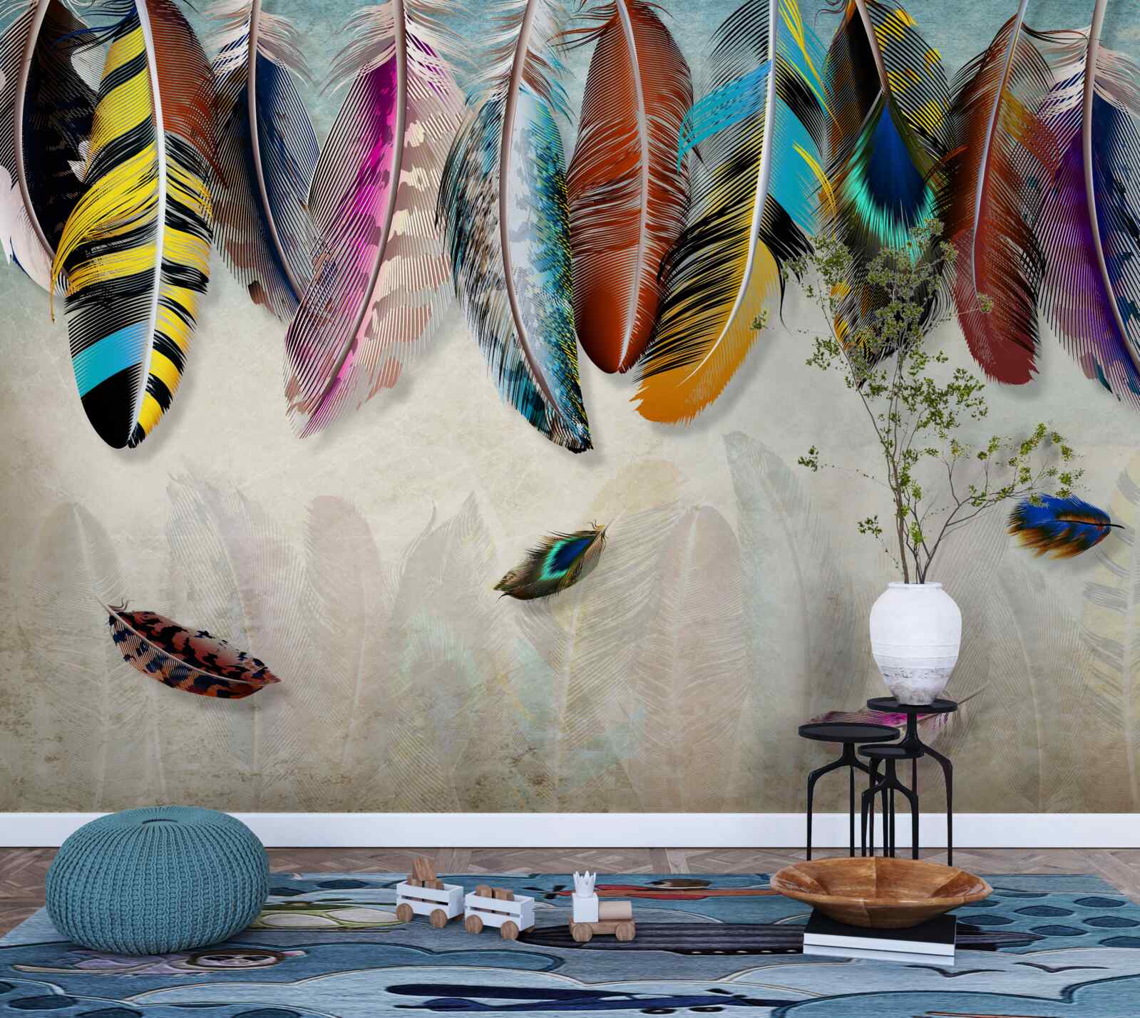 Fototapeta stylowe, designerskie jasne upierzenie