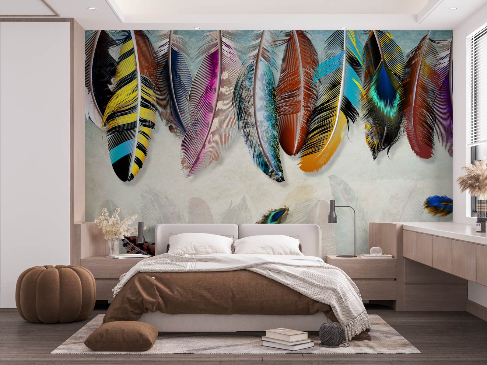Fototapeta stylowe, designerskie jasne upierzenie
