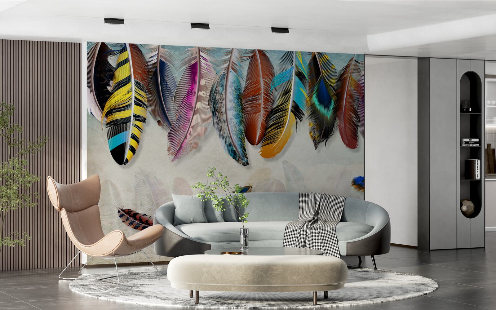 Fototapeta stylowe, designerskie jasne upierzenie
