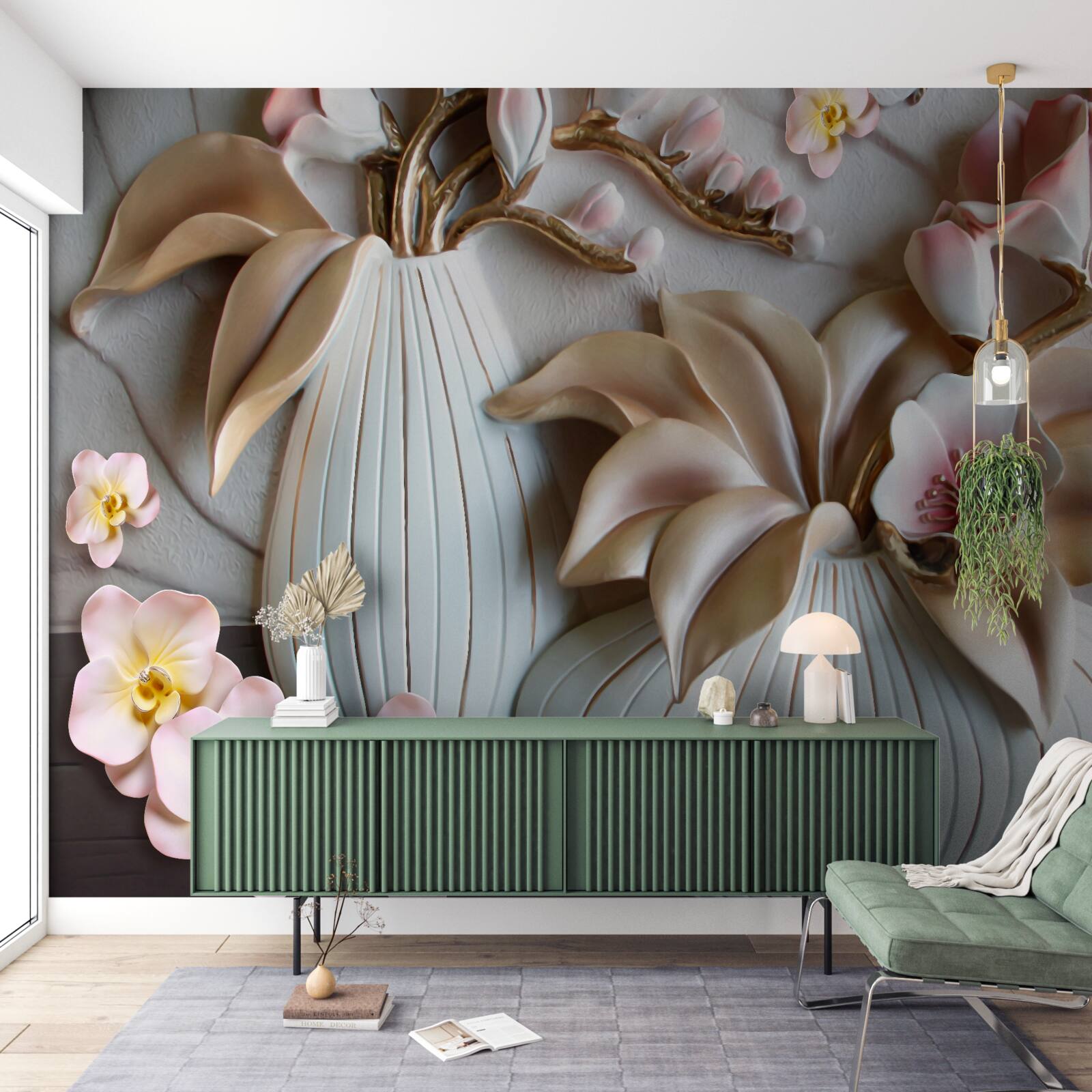 Fototapeta różne wazony z białą orchideą