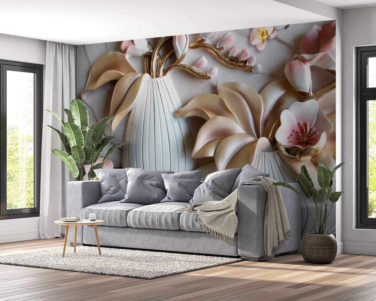 Fototapeta różne wazony z białą orchideą