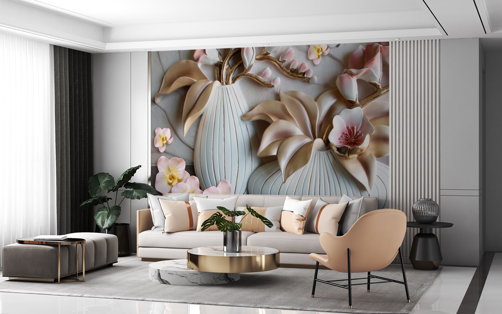 Fototapeta różne wazony z białą orchideą