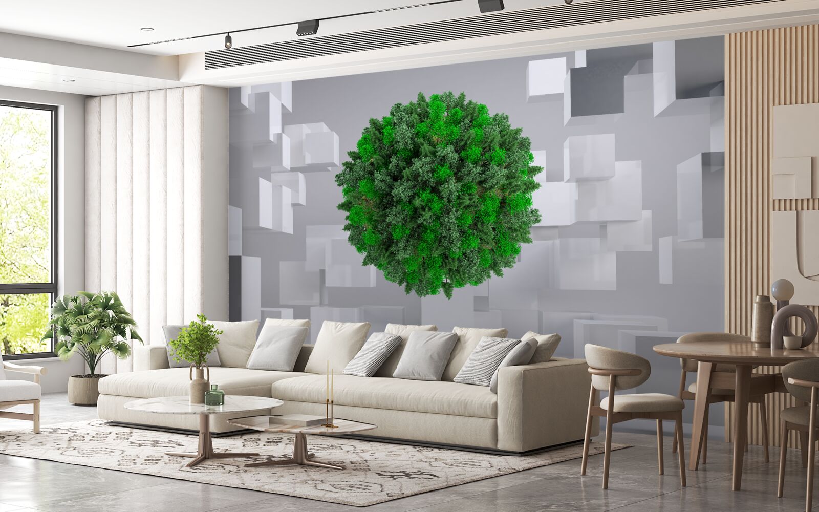 Fototapeta mapa geometryczna pokryta zielonym płaszczem roślin