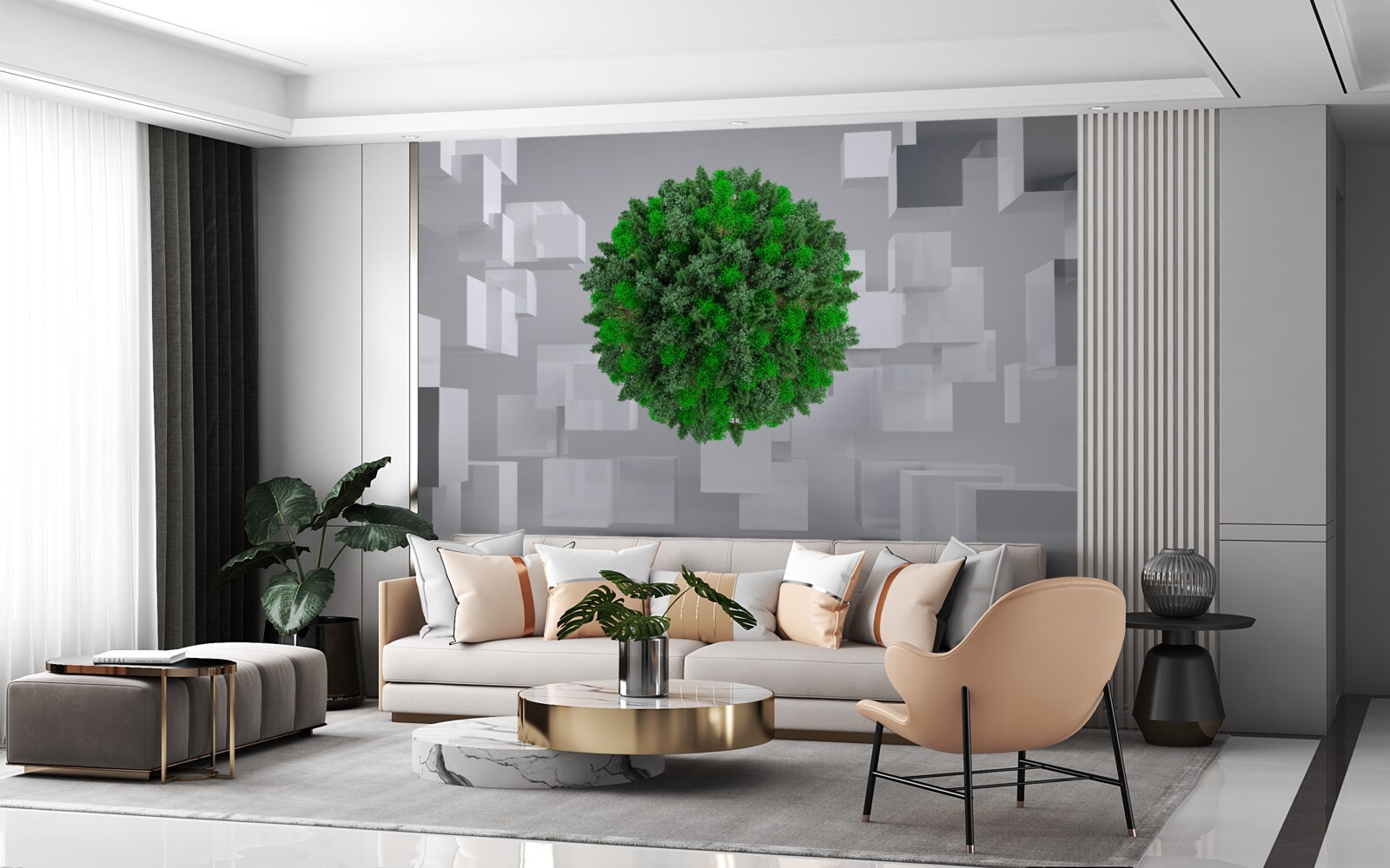 Fototapeta mapa geometryczna pokryta zielonym płaszczem roślin