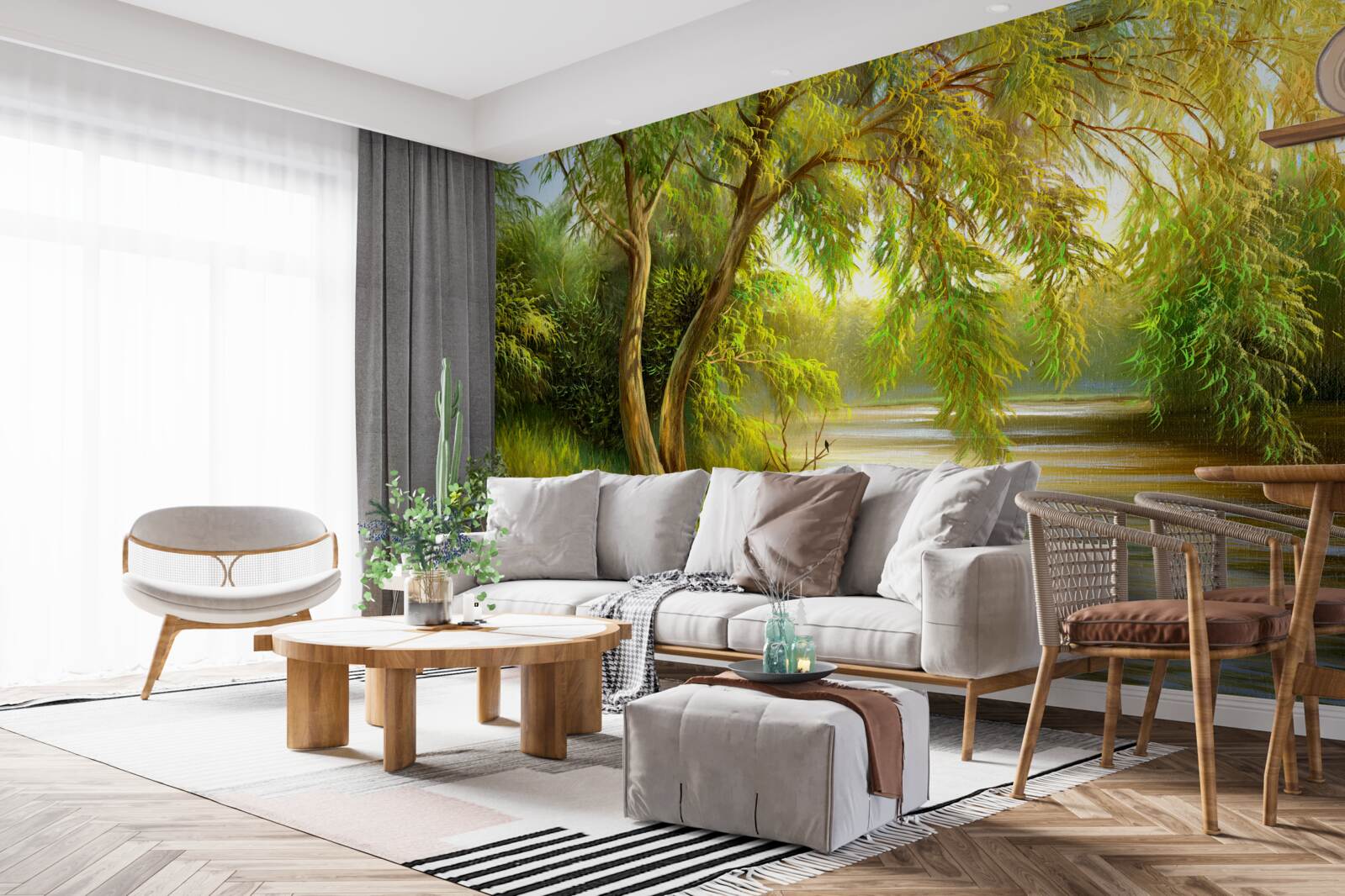 Fototapeta latem wierzba pochyla się smutno nad wodą