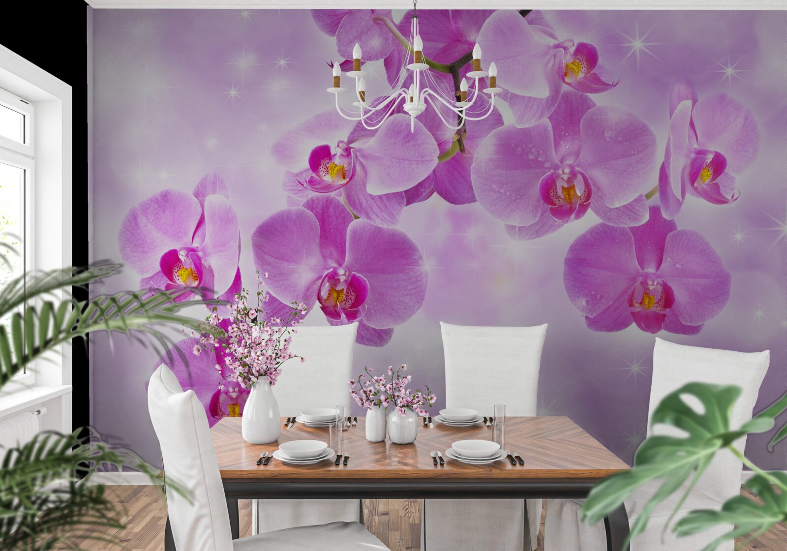 Fototapeta orchidea o liliowym odcieniu, blaknąca, pochyla się