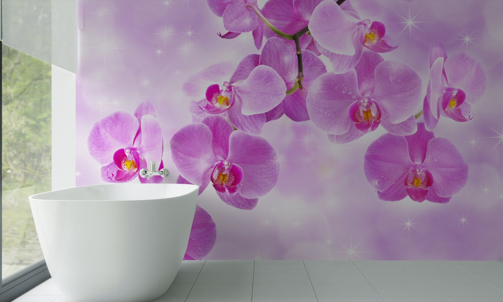 Fototapeta orchidea o liliowym odcieniu, blaknąca, pochyla się