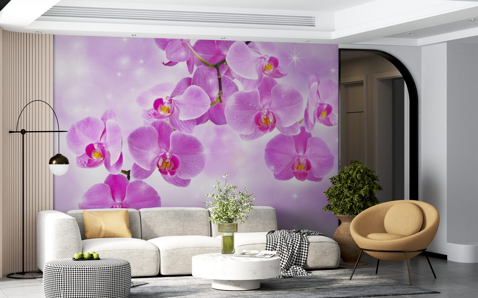 Fototapeta orchidea o liliowym odcieniu, blaknąca, pochyla się