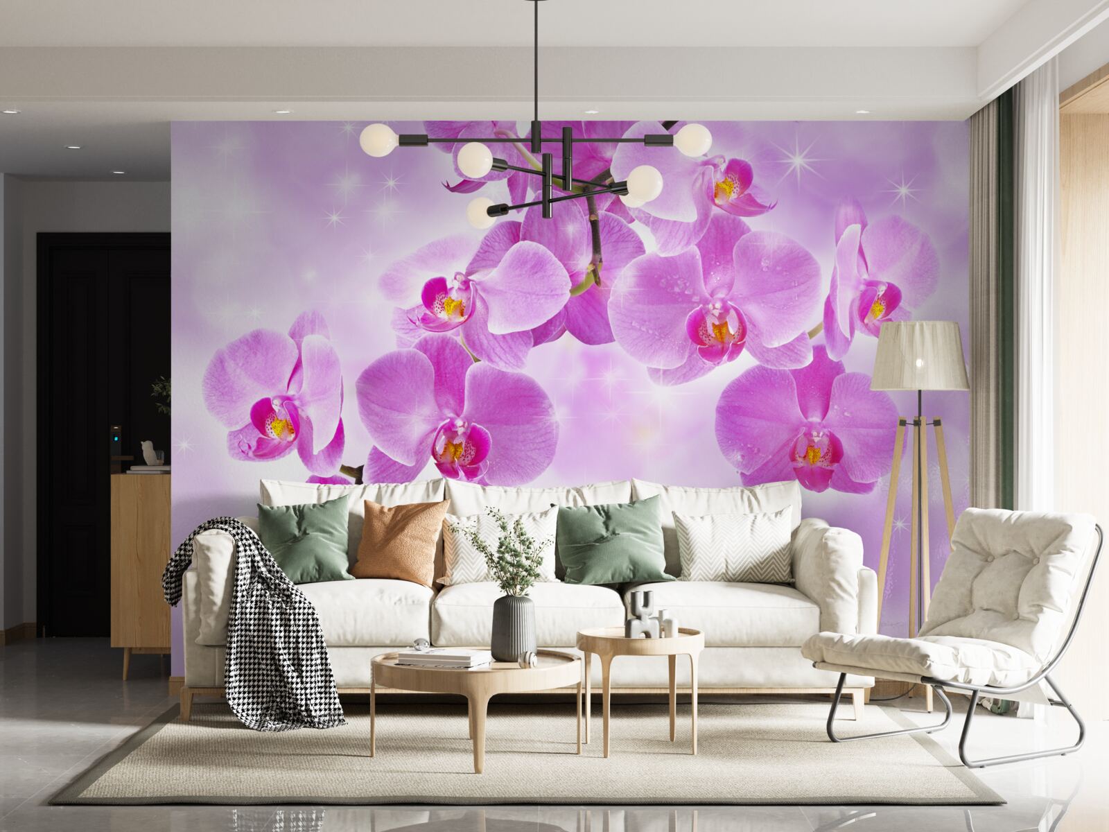 Fototapeta orchidea o liliowym odcieniu, blaknąca, pochyla się