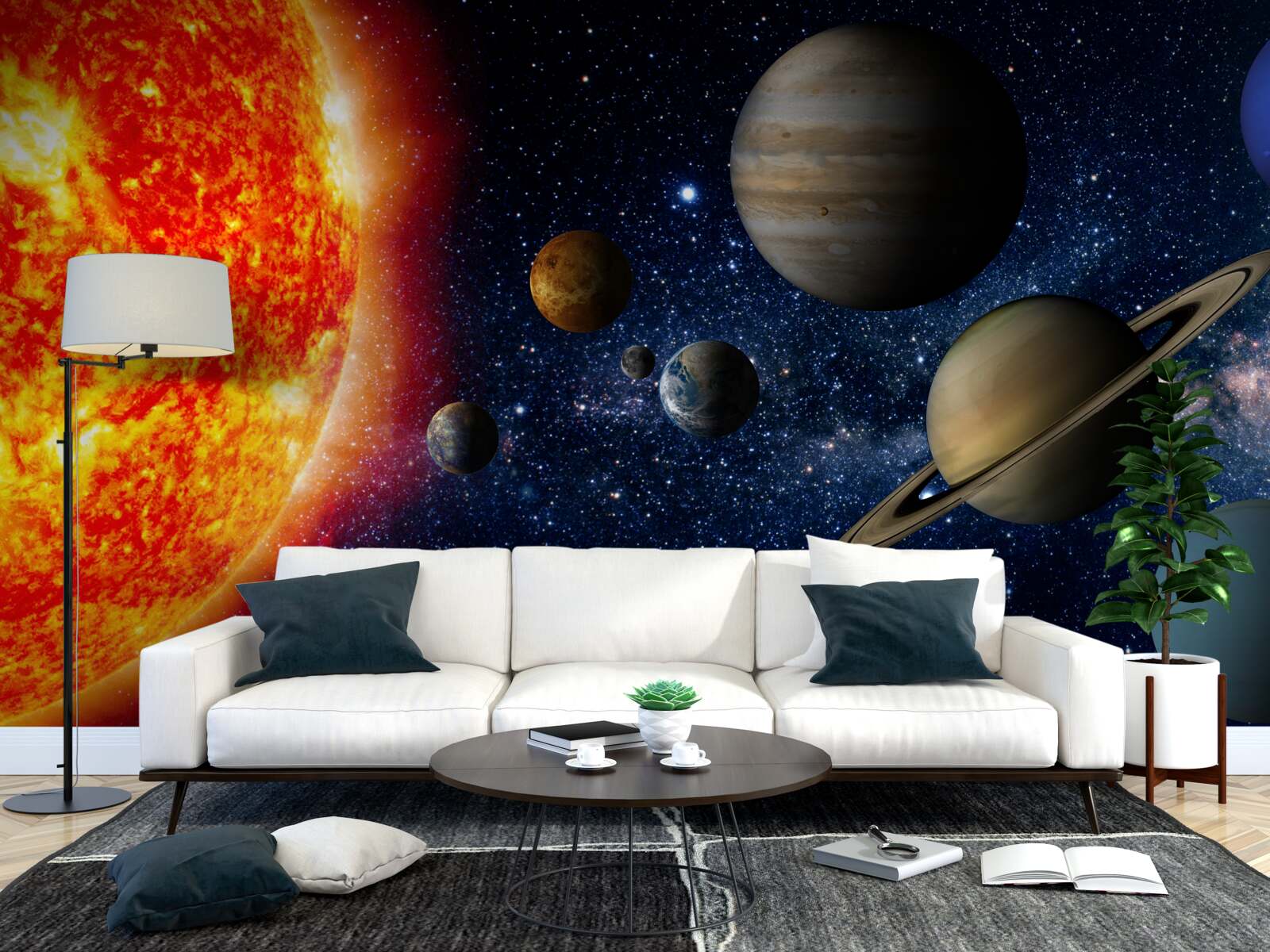 Fototapeta planety i słońce we wszechświecie