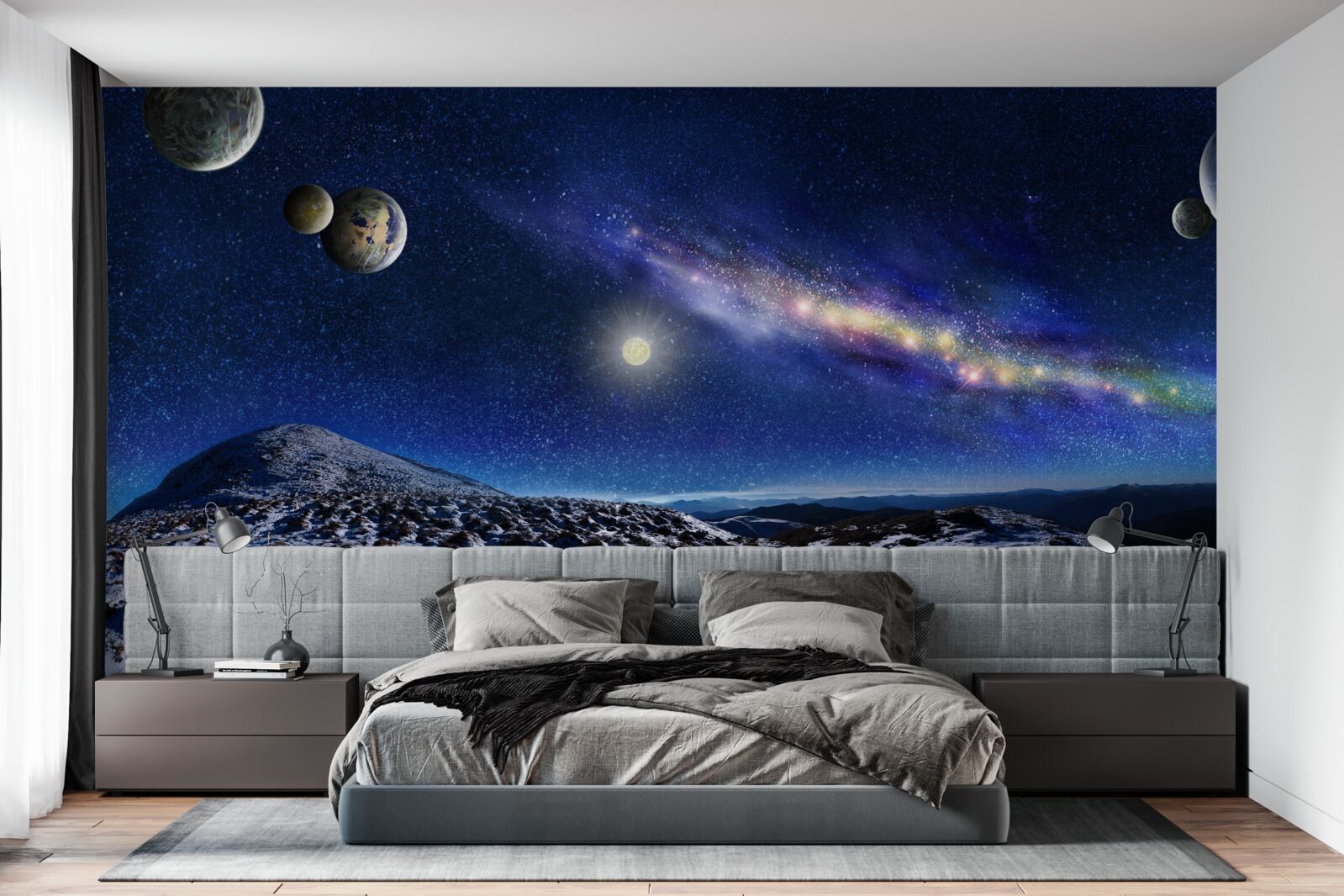 Fototapeta przestrzenie kosmiczne z wieloma planetami