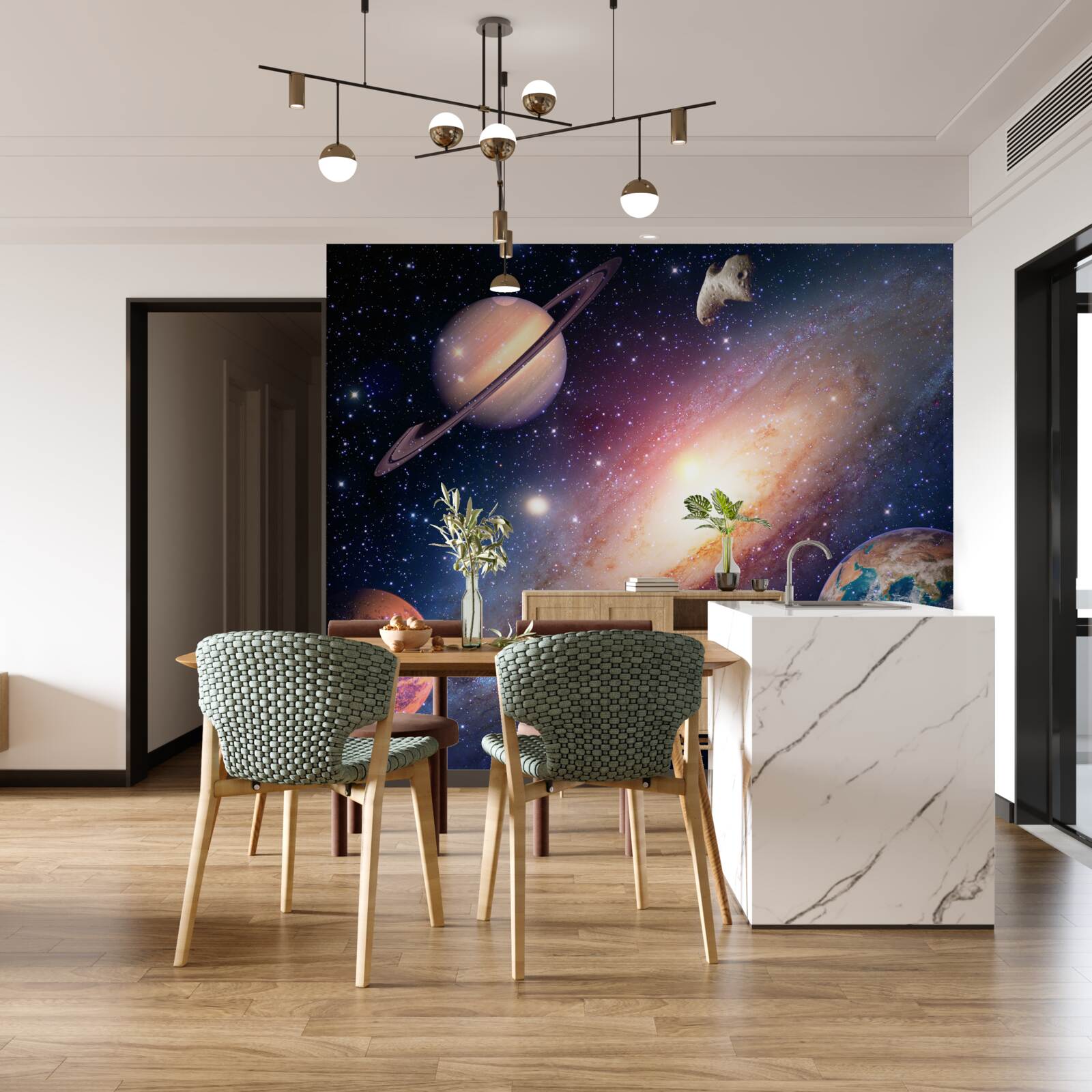 Fototapeta planety, w tym ziemia, w naszej galaktyce