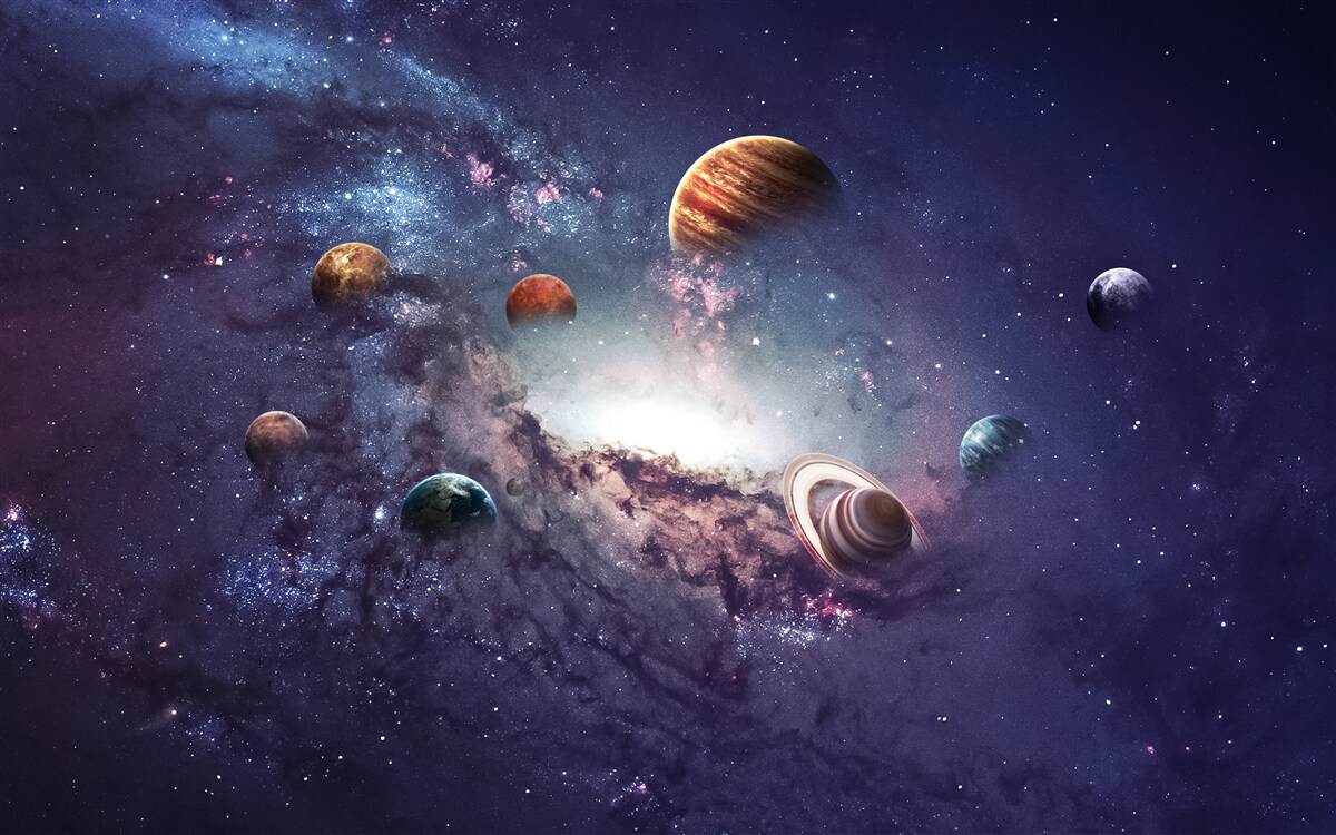 Fototapeta rozmiary planet w galaktyce