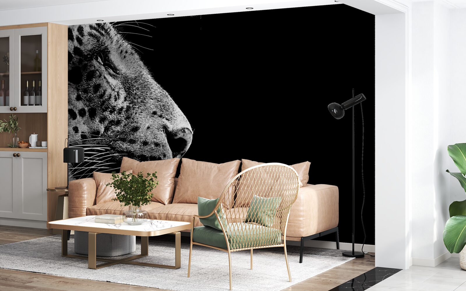 Fototapeta jaguar w czerni i bieli