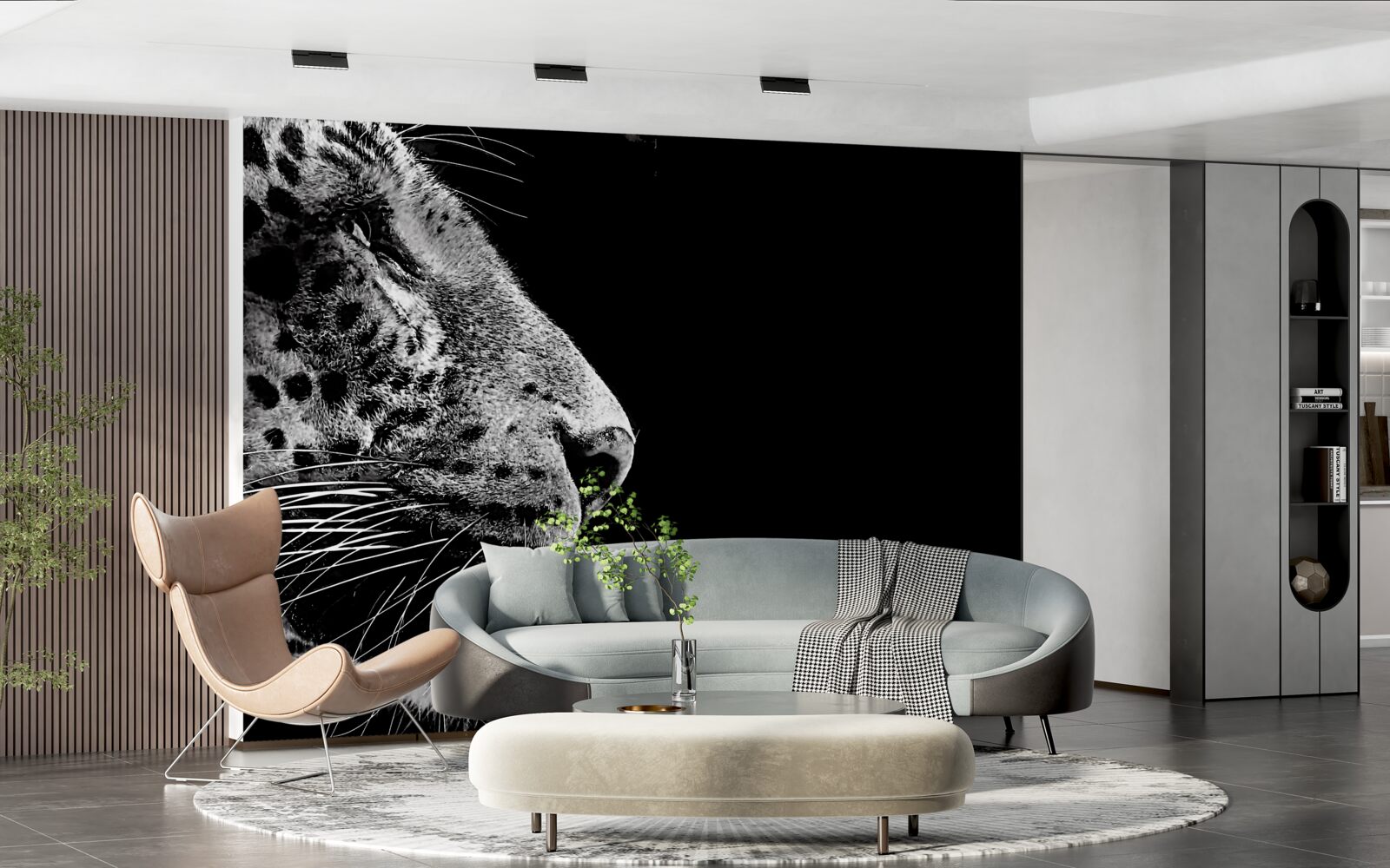 Fototapeta jaguar w czerni i bieli