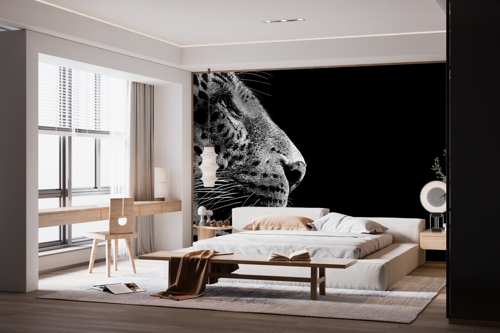 Fototapeta jaguar w czerni i bieli