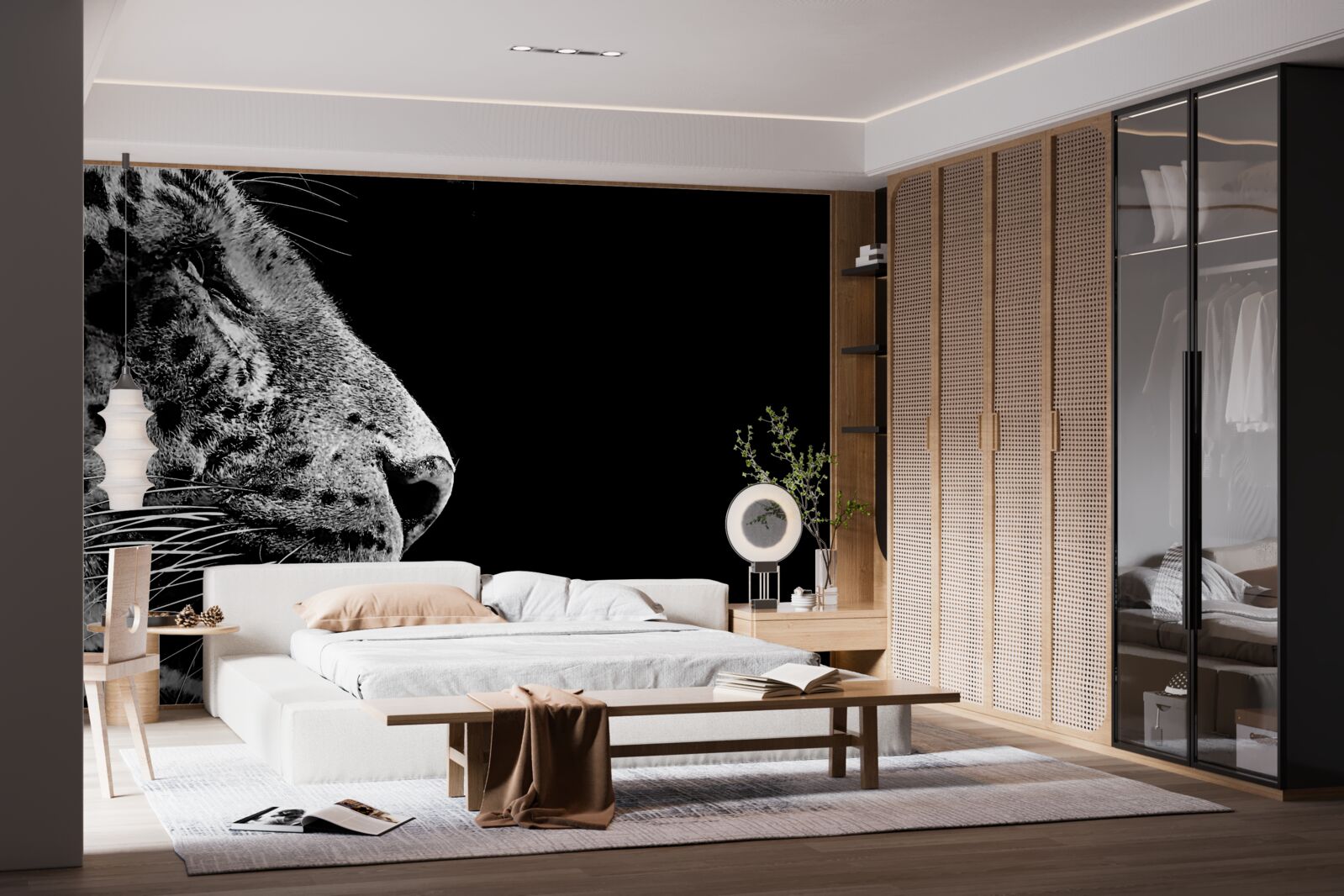 Fototapeta jaguar w czerni i bieli