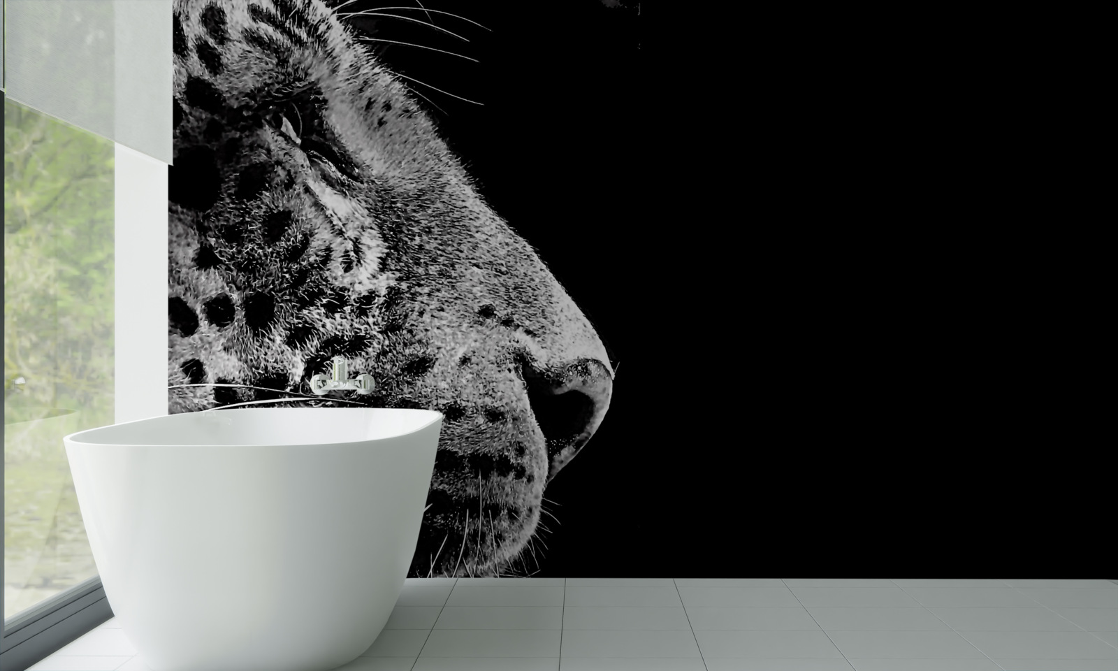 Fototapeta jaguar w czerni i bieli