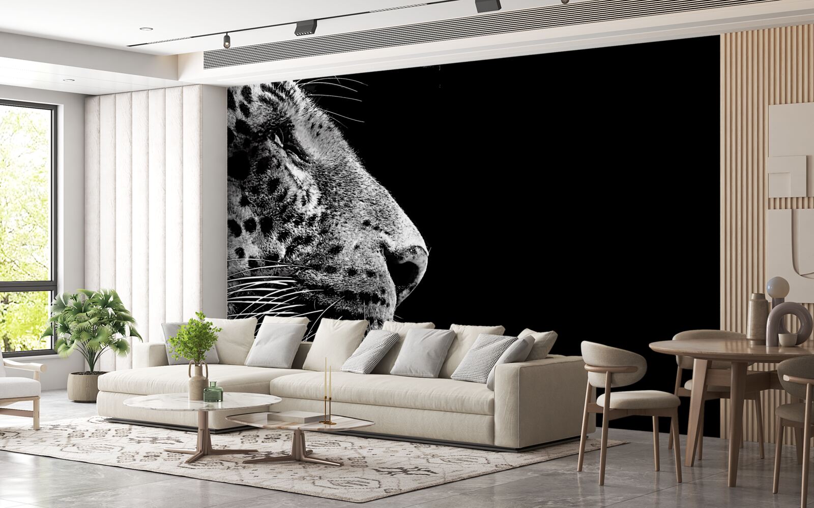 Fototapeta jaguar w czerni i bieli