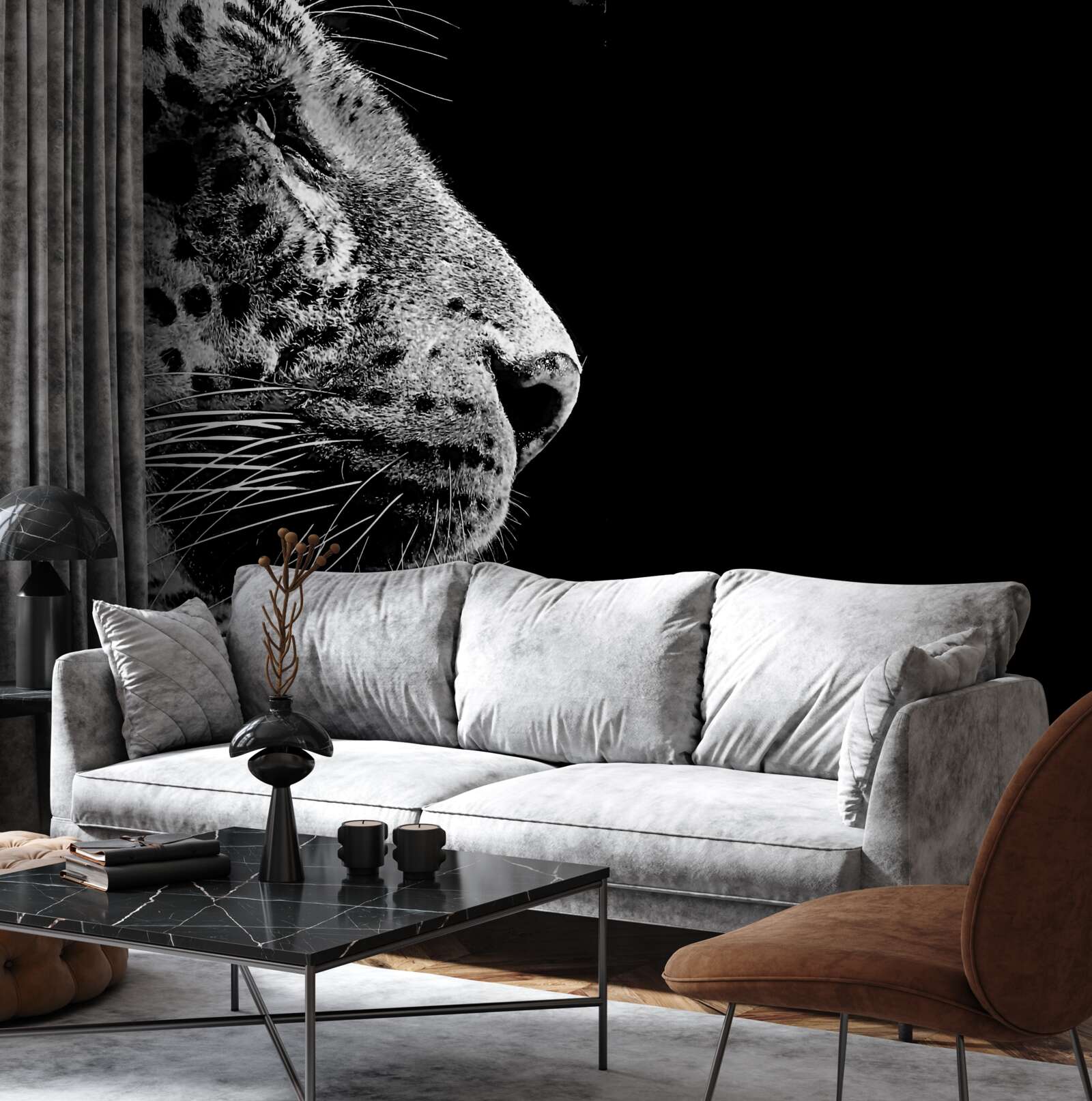 Fototapeta jaguar w czerni i bieli