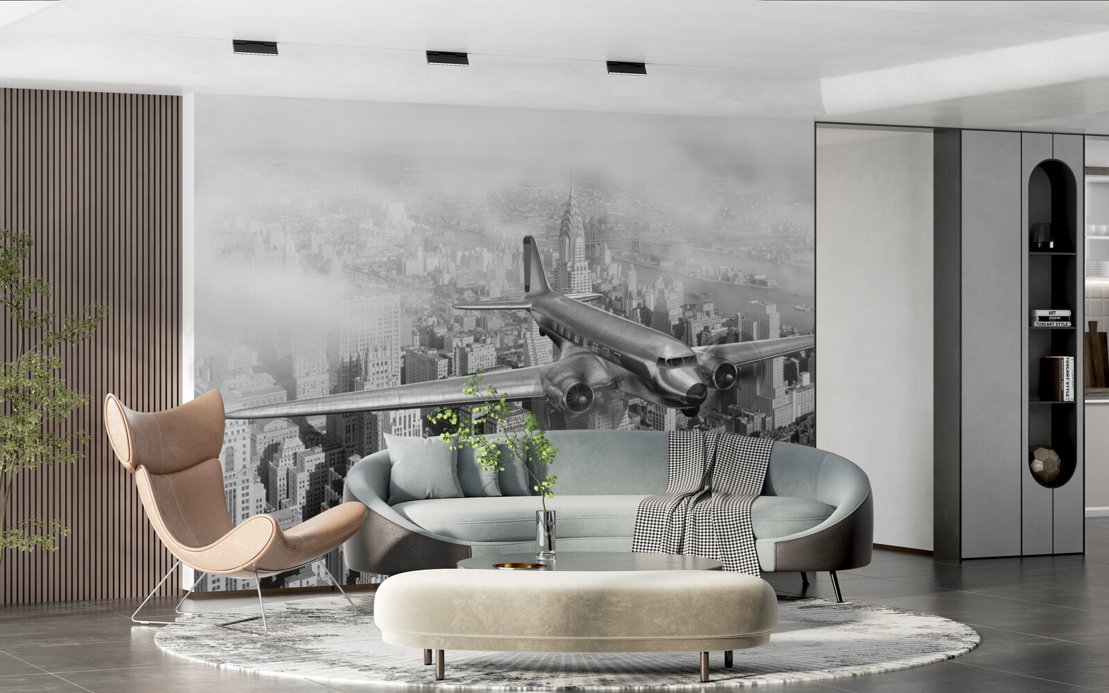 Fototapeta podróż samolotem nad gigantem miasta