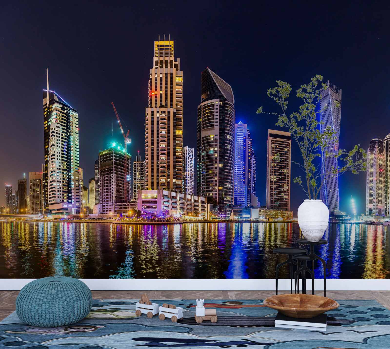 Fototapeta fascynująca nocna ulica w dubaju