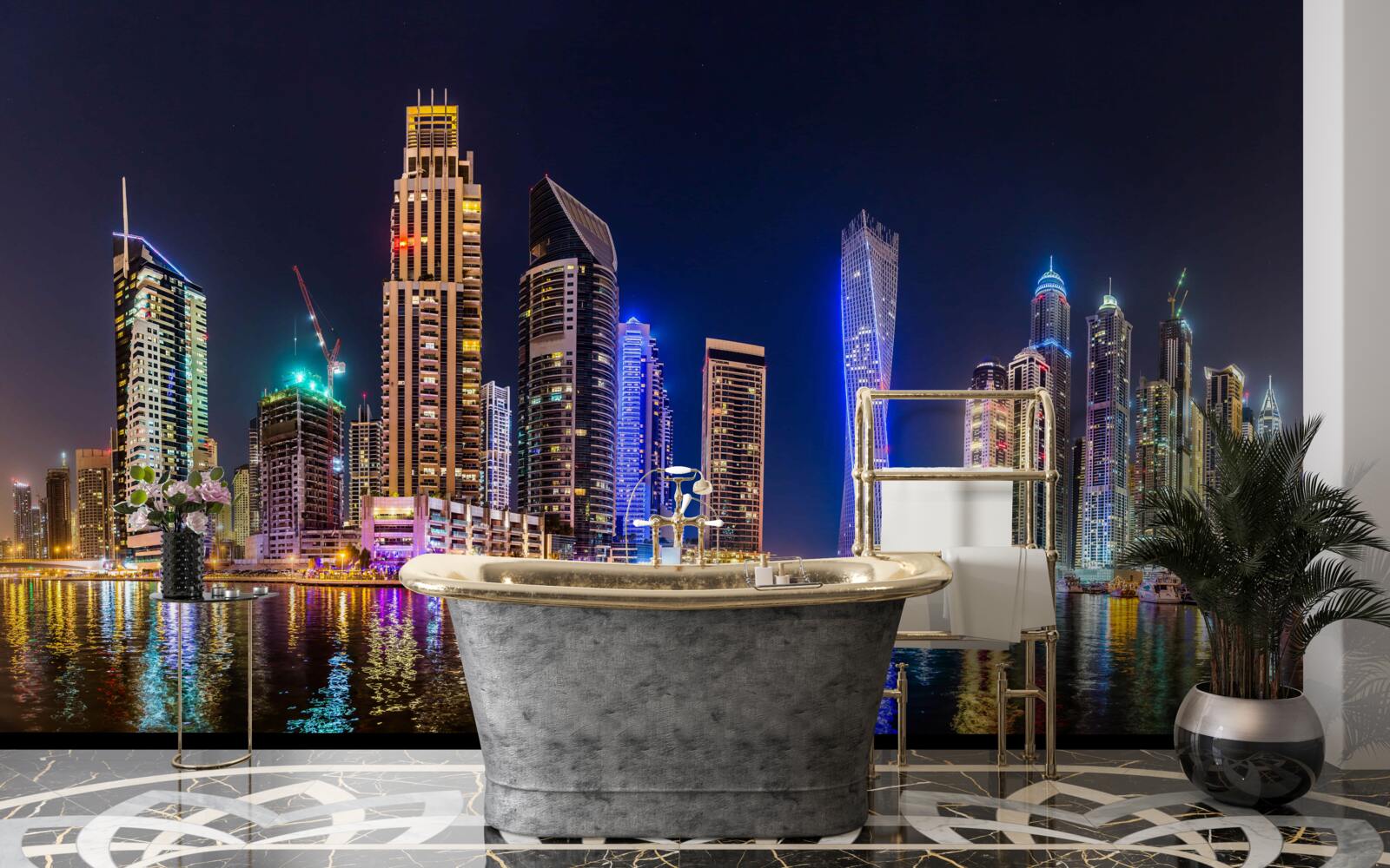 Fototapeta fascynująca nocna ulica w dubaju