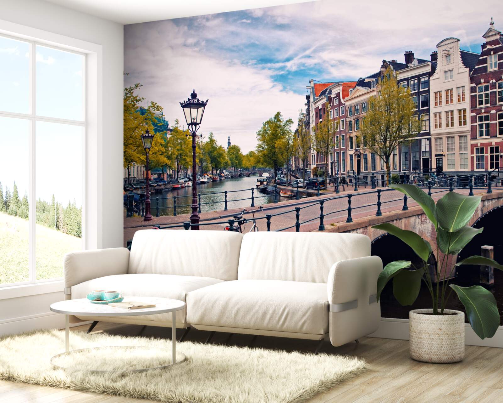Fototapeta most nad kanałem w amsterdamie