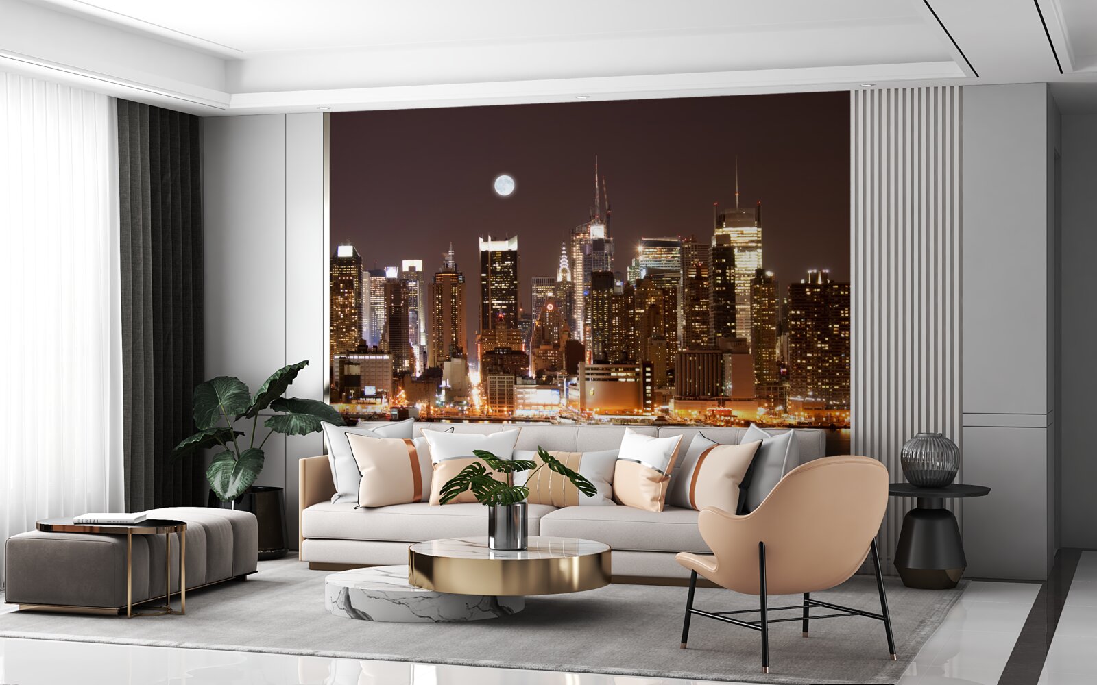 Fototapeta wspaniały panoramiczny widok na manhattan nocą