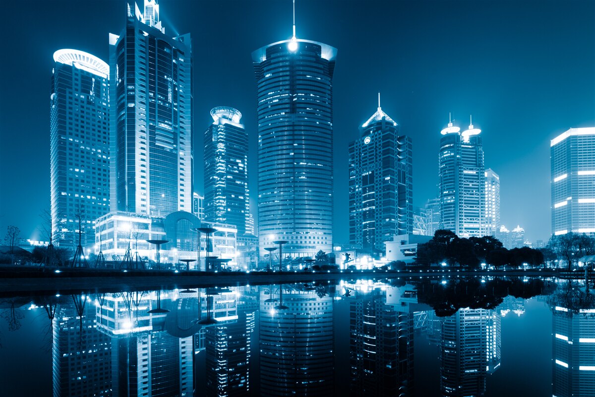 Fototapeta ulica szanghaju nocą