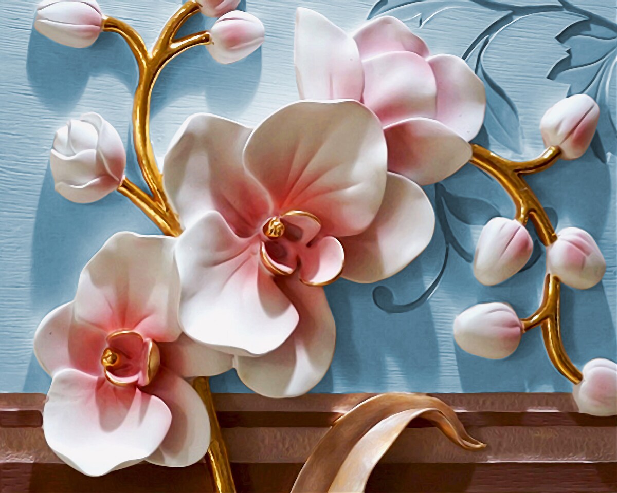 Fototapeta biała orchidea na błękitnym niebie