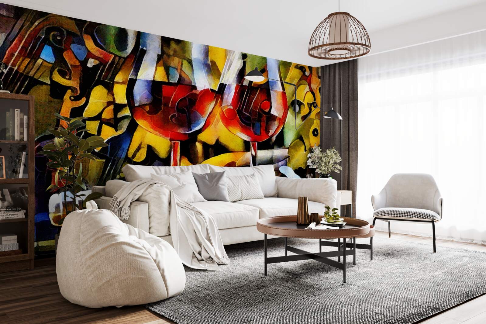 Fototapeta motyw wina w stylu kubistycznym