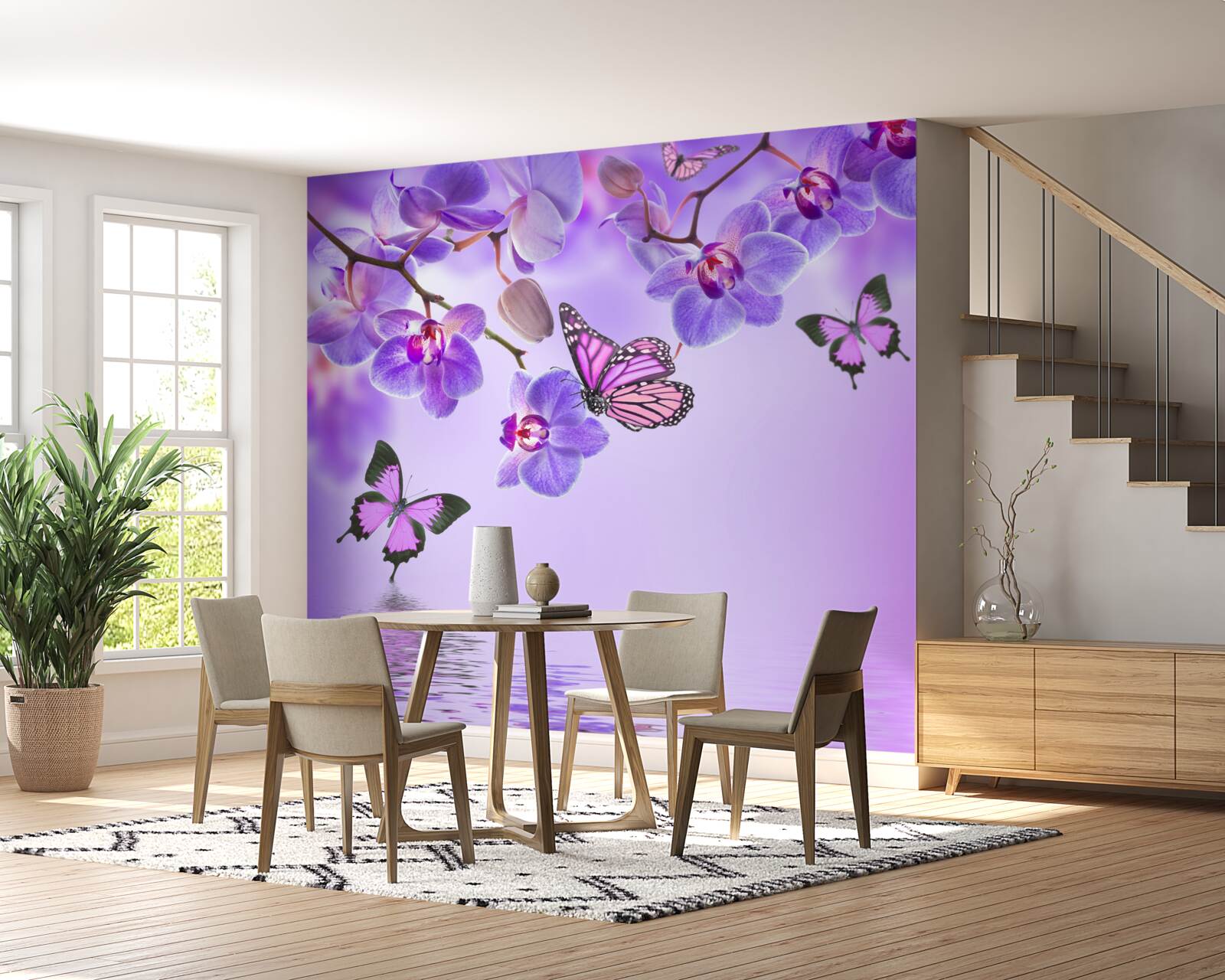 Fototapeta motyle i fioletowa orchidea