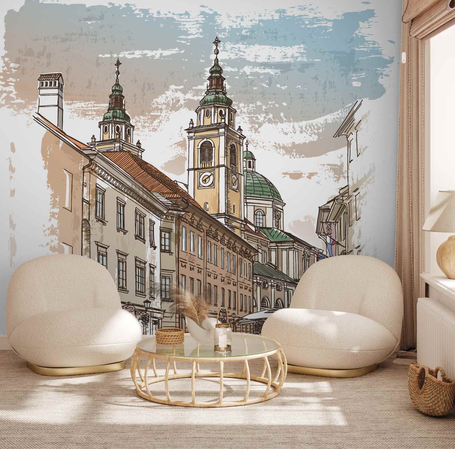 Fototapeta starożytne miasto przedstawione ołówkiem
