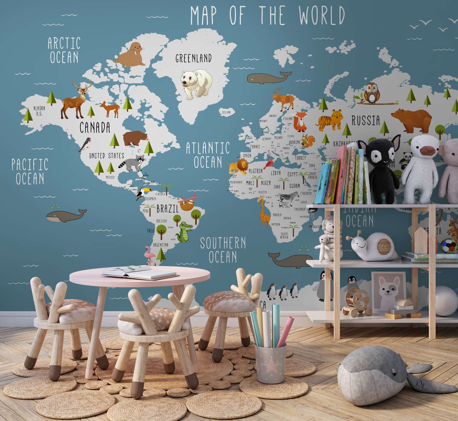 Fototapeta mapa wykonana w animowanej estetyce