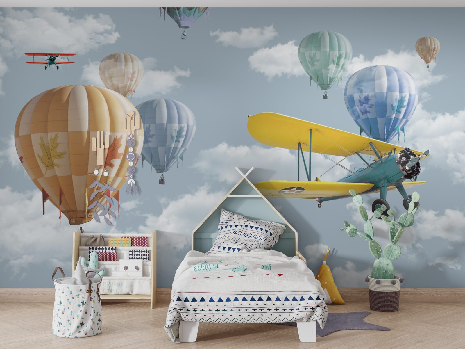 Fototapeta balony i samoloty w powietrzu